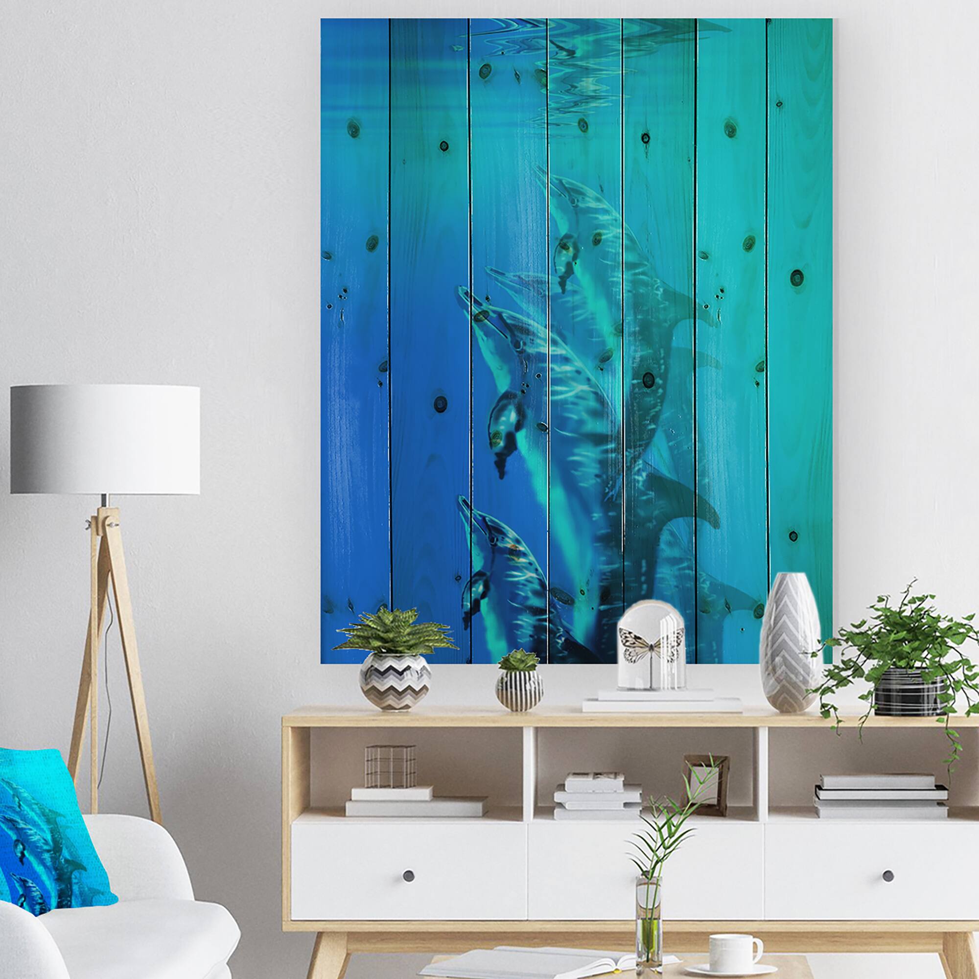 Designart - Dolphin in Blue Sea